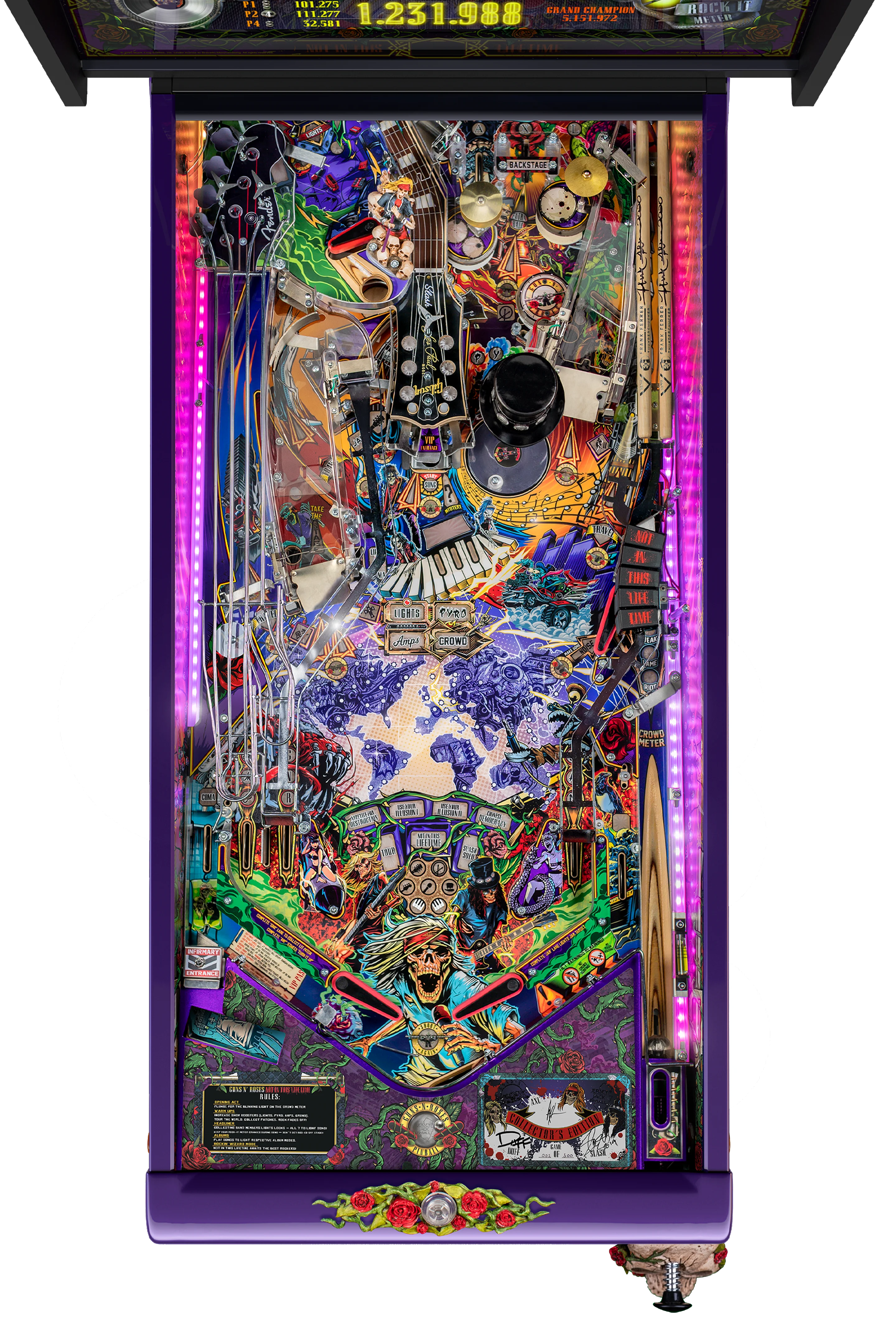 ガンズ ＆ ローゼズ　ピンボールマシン絵ガラス Guns N' Roses Pinball | Jersey Jack Pinball | Buy Direct